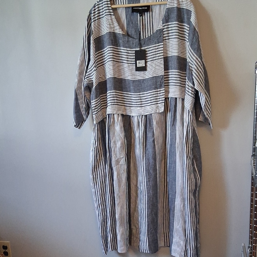 Kokomarina Women's Blue Striped Midi Dress - Picture 2 of 3